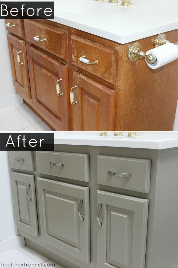 Refinishing Bathroom Cabinets
 How to Refinish a Bathroom Vanity Naturally No VOCs