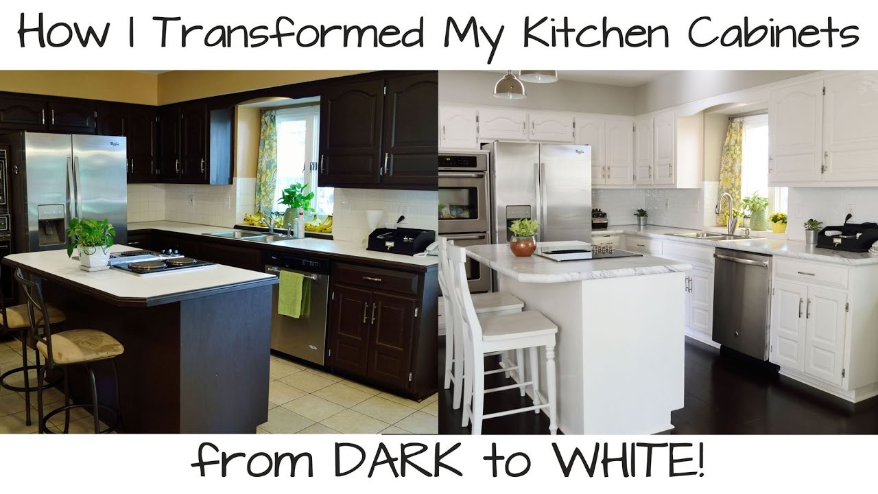 Repainting Kitchen Cabinets White
 How to Paint Kitchen Cabinets from Dark to White