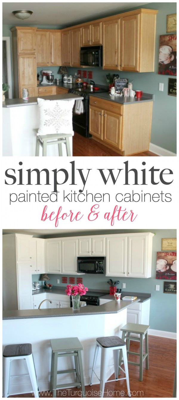 Repainting Kitchen Cabinets White
 Painted Kitchen Cabinets with Benjamin Moore Simply White