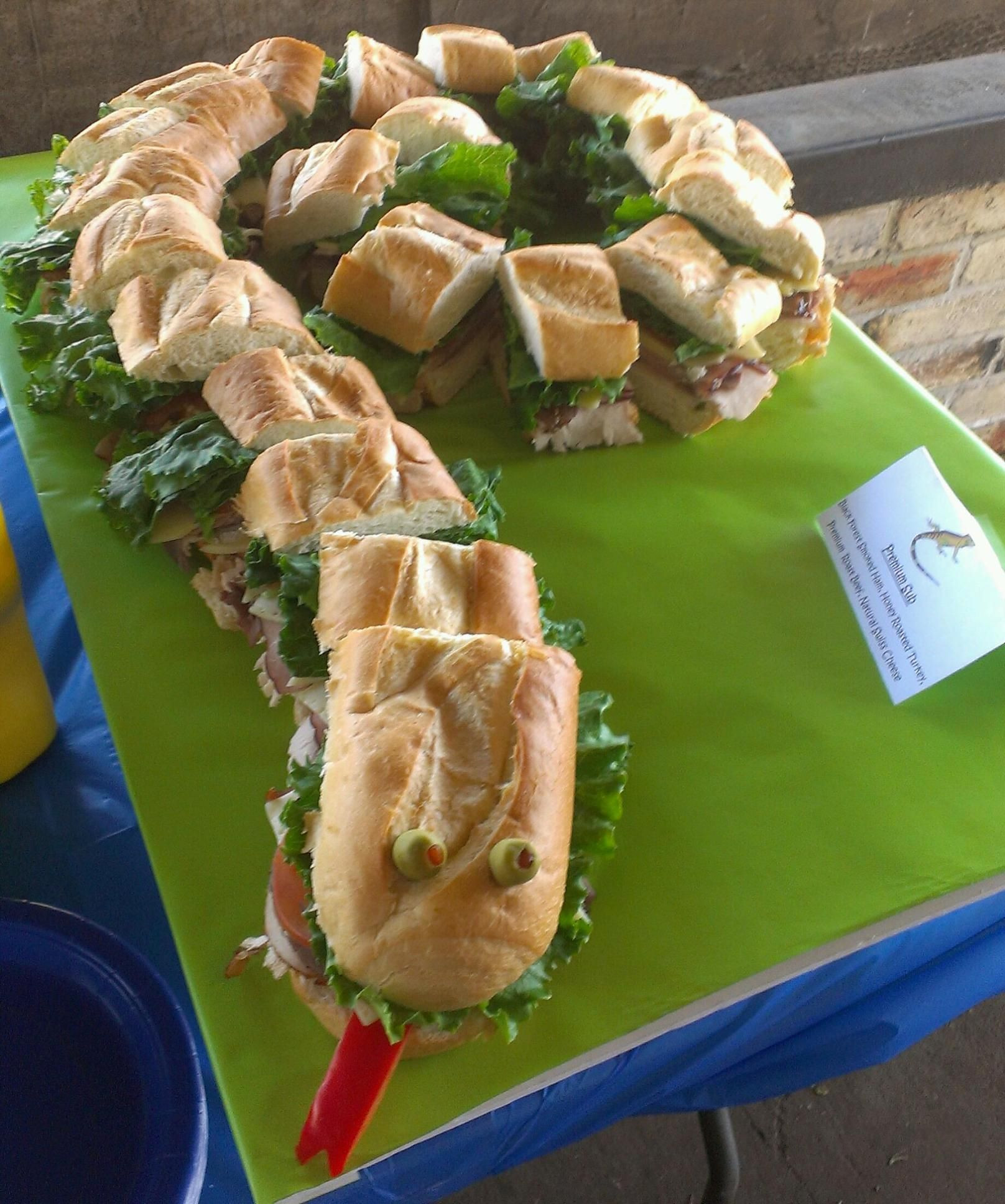 Reptile Party Food Ideas
 Snake sandwich for a reptile party