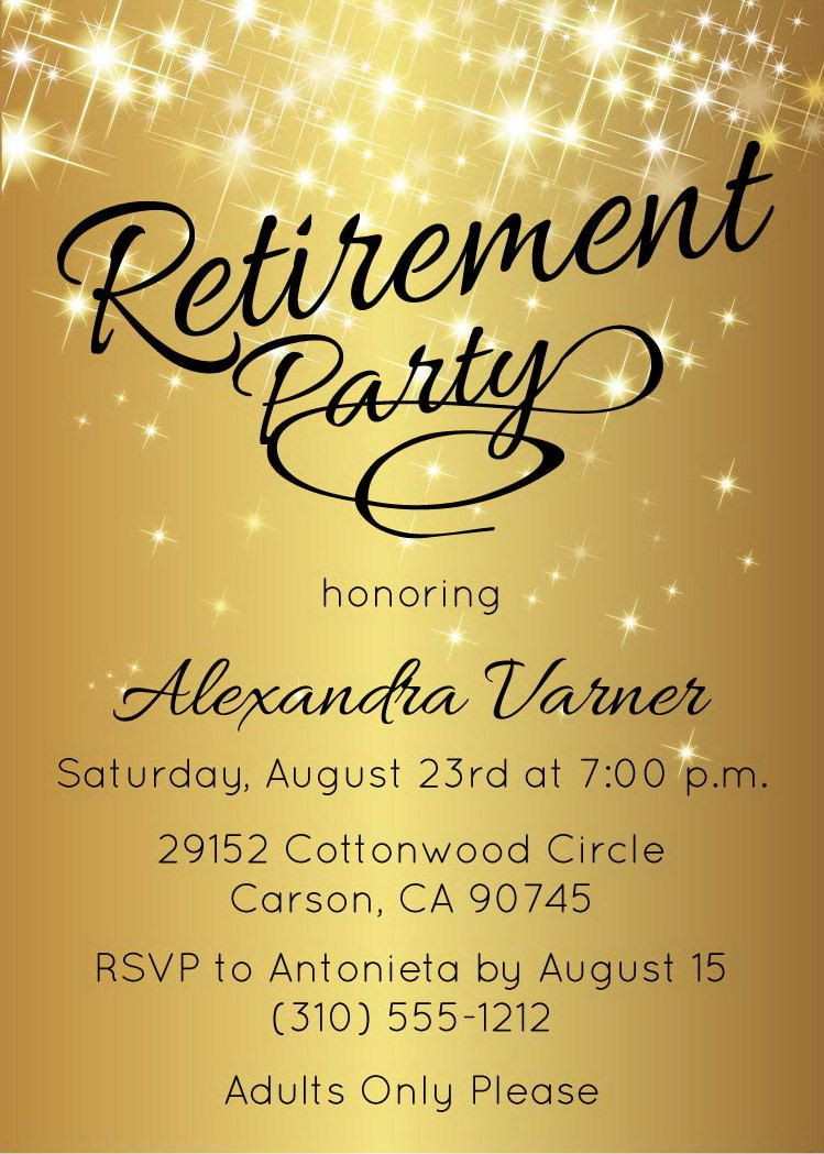 Retirement Party Invitation Wording Ideas
 Gold Retirement Invitation Gold Retirement Party