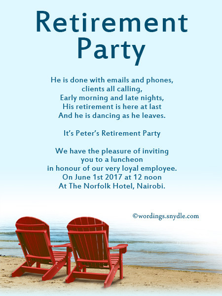 Retirement Party Invitation Wording Ideas
 Retirement Party Invitation Wording Ideas and Samples