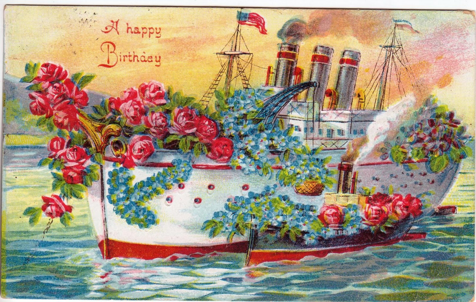 Retro Birthday Cards
 Maximum Embellishment VINTAGE BIRTHDAY CARD SHIP 1909