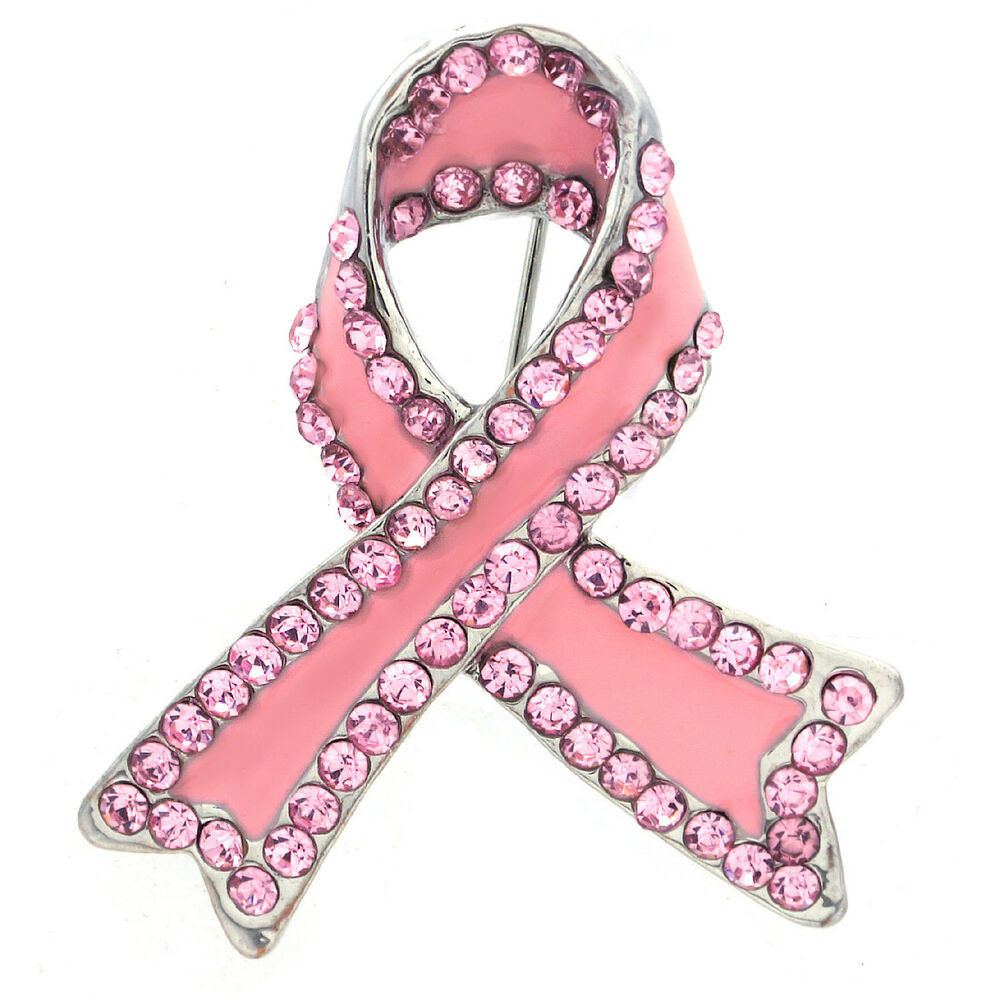 Ribbon Brooches
 Support Breast Cancer Awareness Pink Crystal Ribbon Brooch