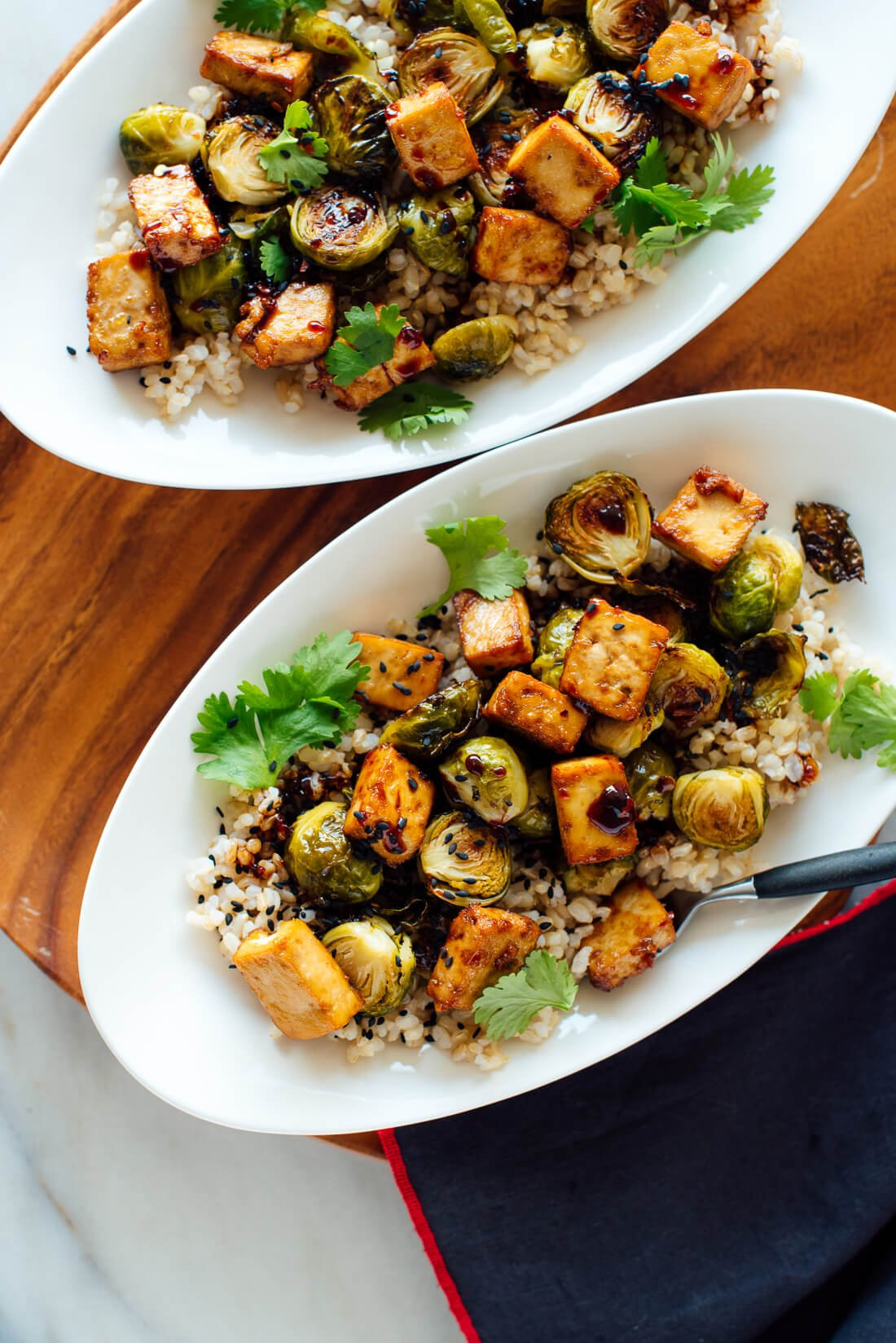 Roasted Tofu Recipes
 Roasted Brussels Sprouts and Crispy Baked Tofu with Honey