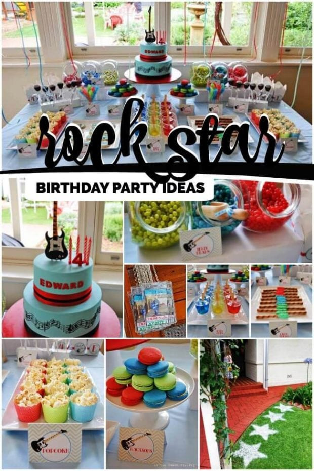 Rock Star Birthday Party Ideas
 Guitar Rock Star 4th Birthday Spaceships and Laser Beams