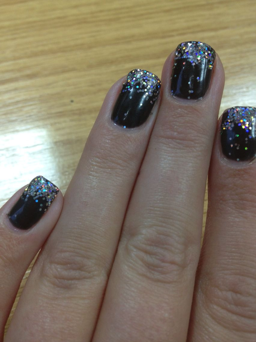Rockstar Glitter Nails
 Black shellac glitter fade nails Rockstar nails