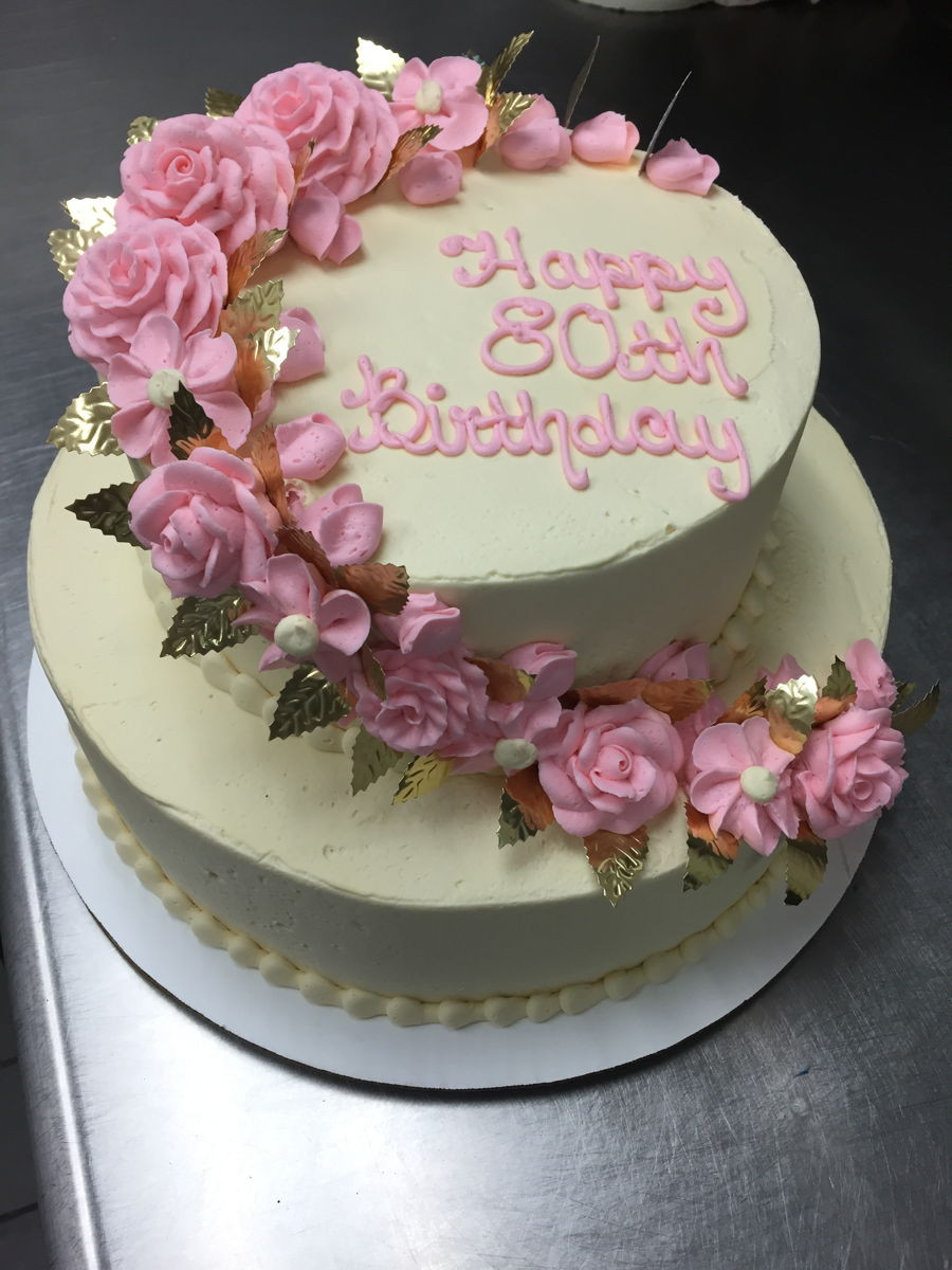 Rose Birthday Cake
 Pink Rose Stacked Birthday Cake CakeCentral
