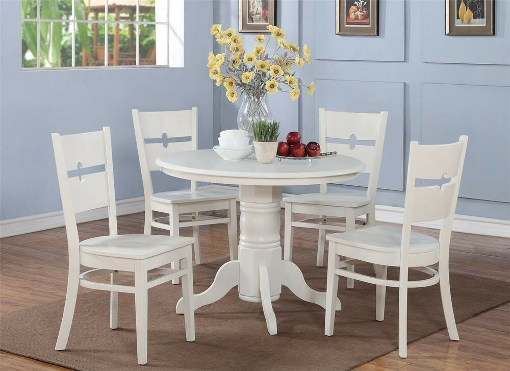 Round White Kitchen Table Set
 5 PC SHELTON ROUND KITCHEN TABLE w 4 ROCKVILLE WOOD SEAT