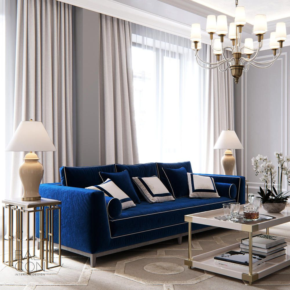 Royal Blue Living Room Ideas
 Balcon Luxury elegant and beautiful living room with
