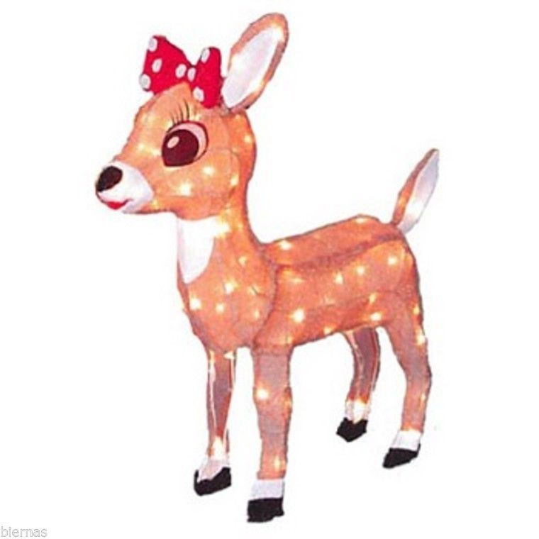 Rudolph Outdoor Christmas Decorations
 24" LIGHTED TINSEL RUDOLPH CLARICE REINDEER Outdoor