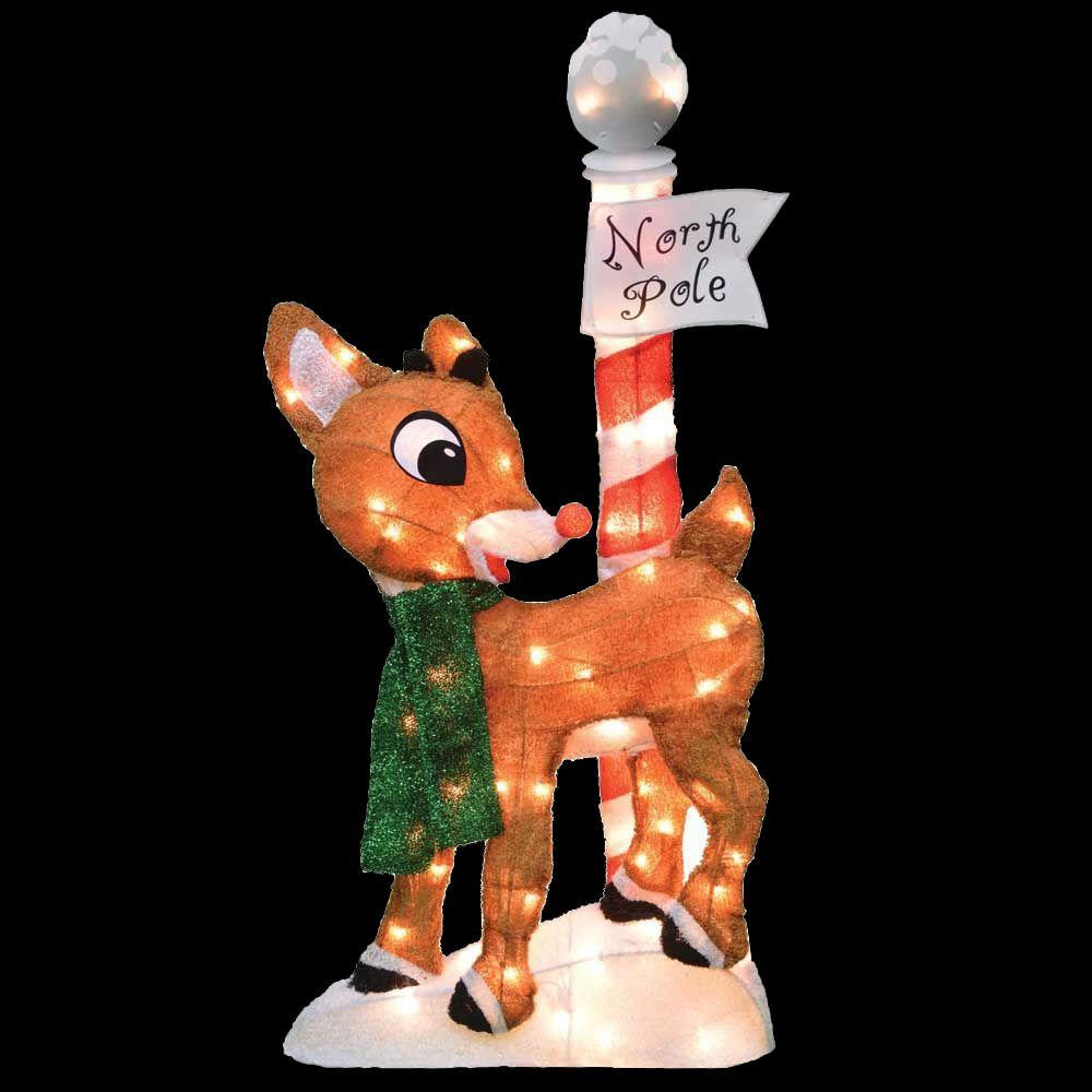 Rudolph Outdoor Christmas Decorations
 Rudolph 32 in LED 2D Pre Lit Yard Art North Pole