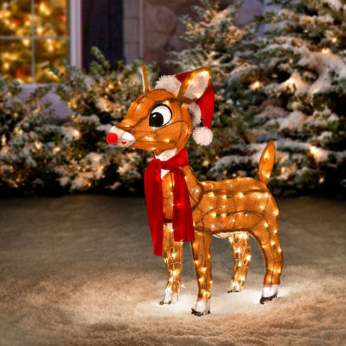 Rudolph Outdoor Christmas Decorations
 Pre Lit Lighted Pretty Rudolph Reindeer Christmas Outdoor