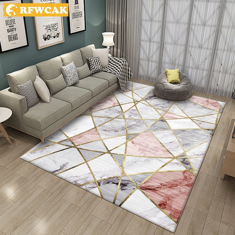 Rug On Carpet Living Room
 RFWCAK Nordic Marble Carpet for Living Room Area Rugs Anti
