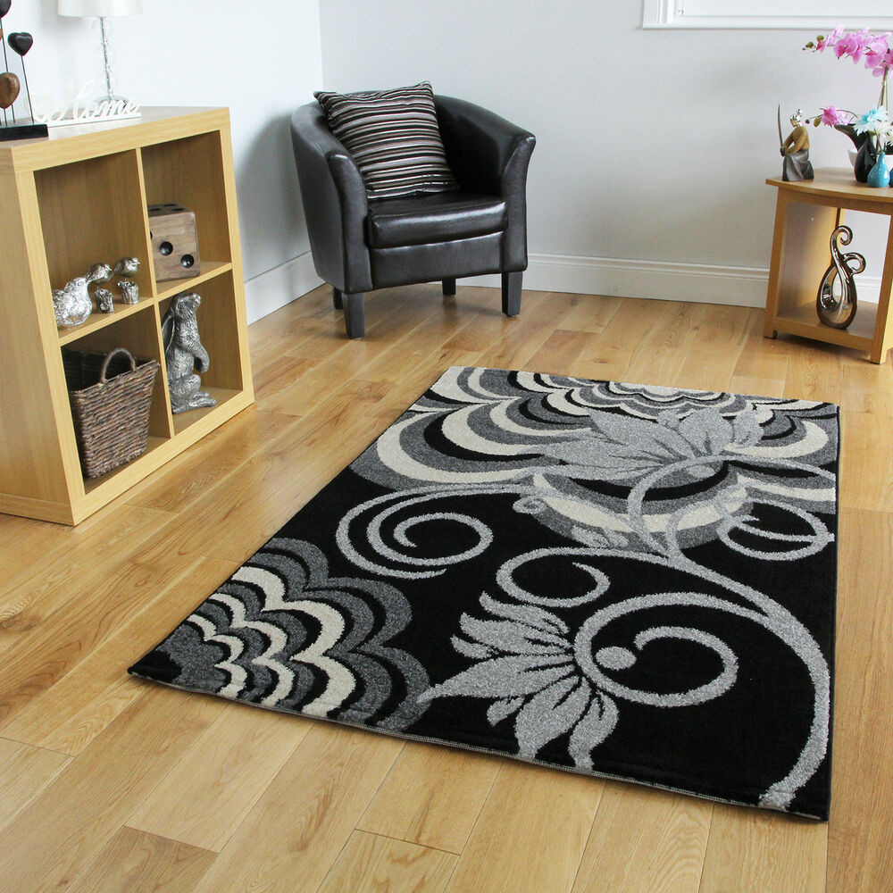 Rugs For Living Room Cheap
 Black Small Rugs Floral Modern Rugs Easy Clean Soft
