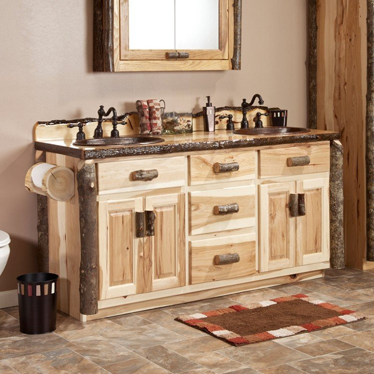 Rustic Bathroom Vanity Cabinets
 Real Hickory Rustic Bathroom Vanity 48" 72"
