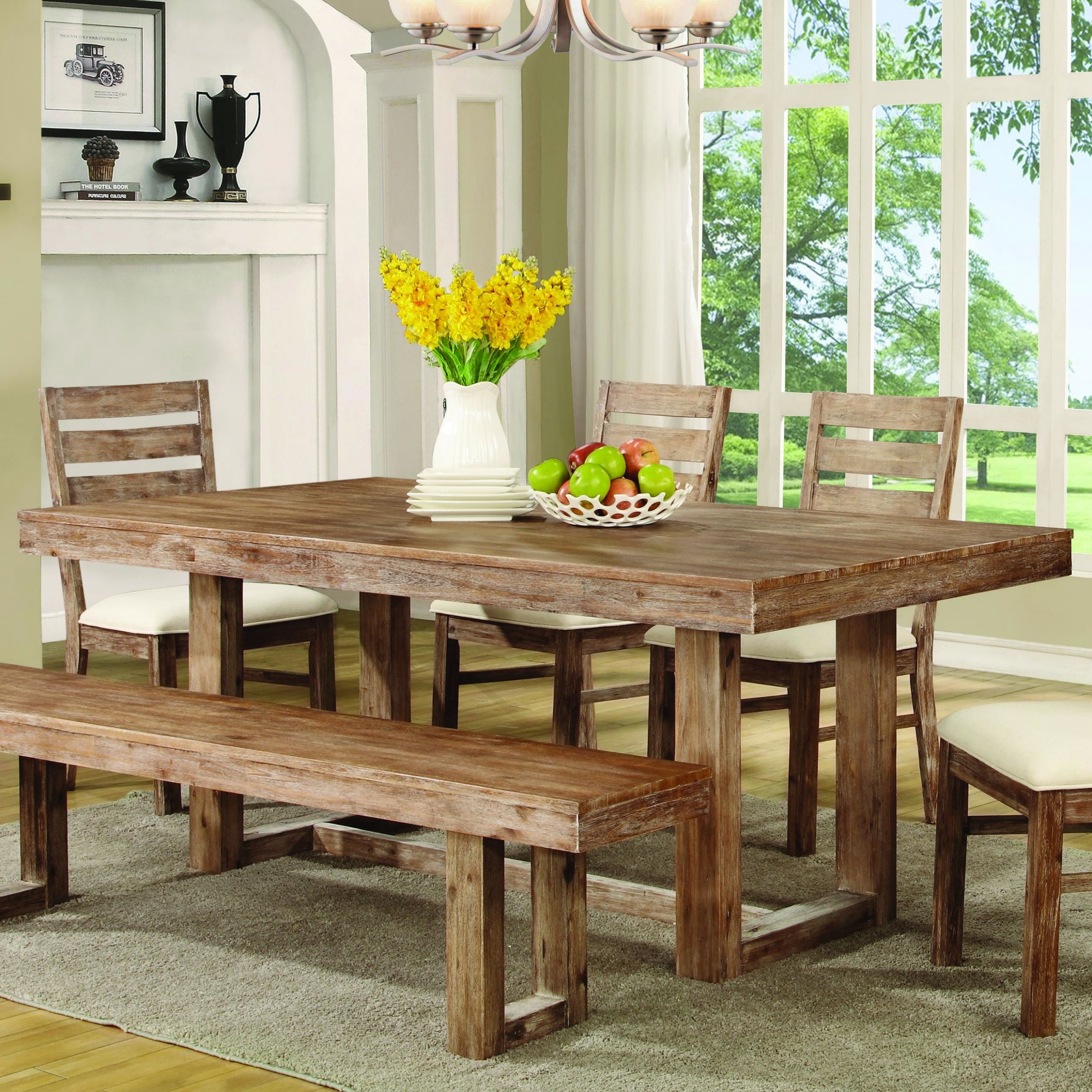 Rustic Kitchen Chairs
 Coaster Elmwood Rustic "U" Base Dining Table