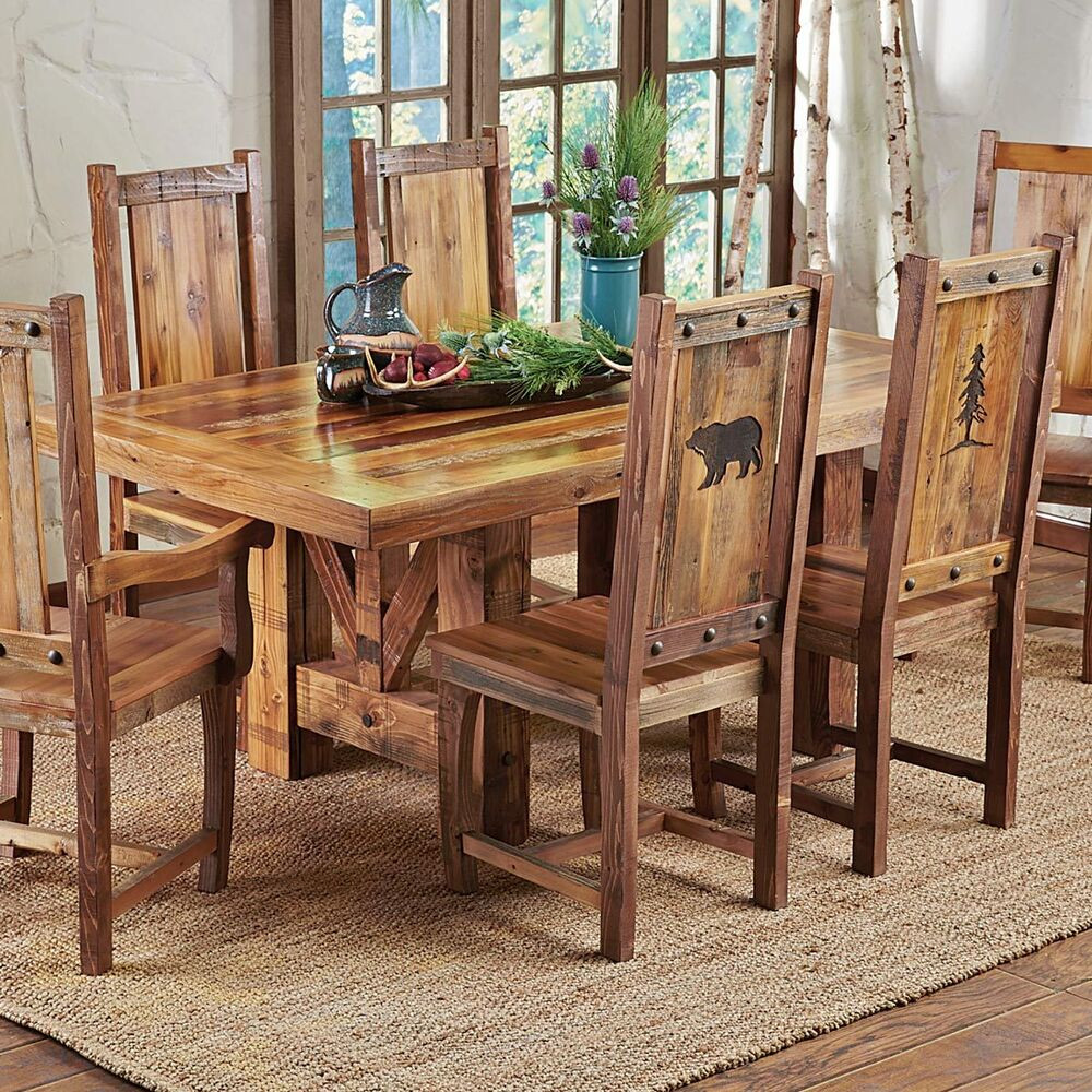 Rustic Kitchen Chairs
 Western Trestle Table & Chairs Country Rustic Wood Log