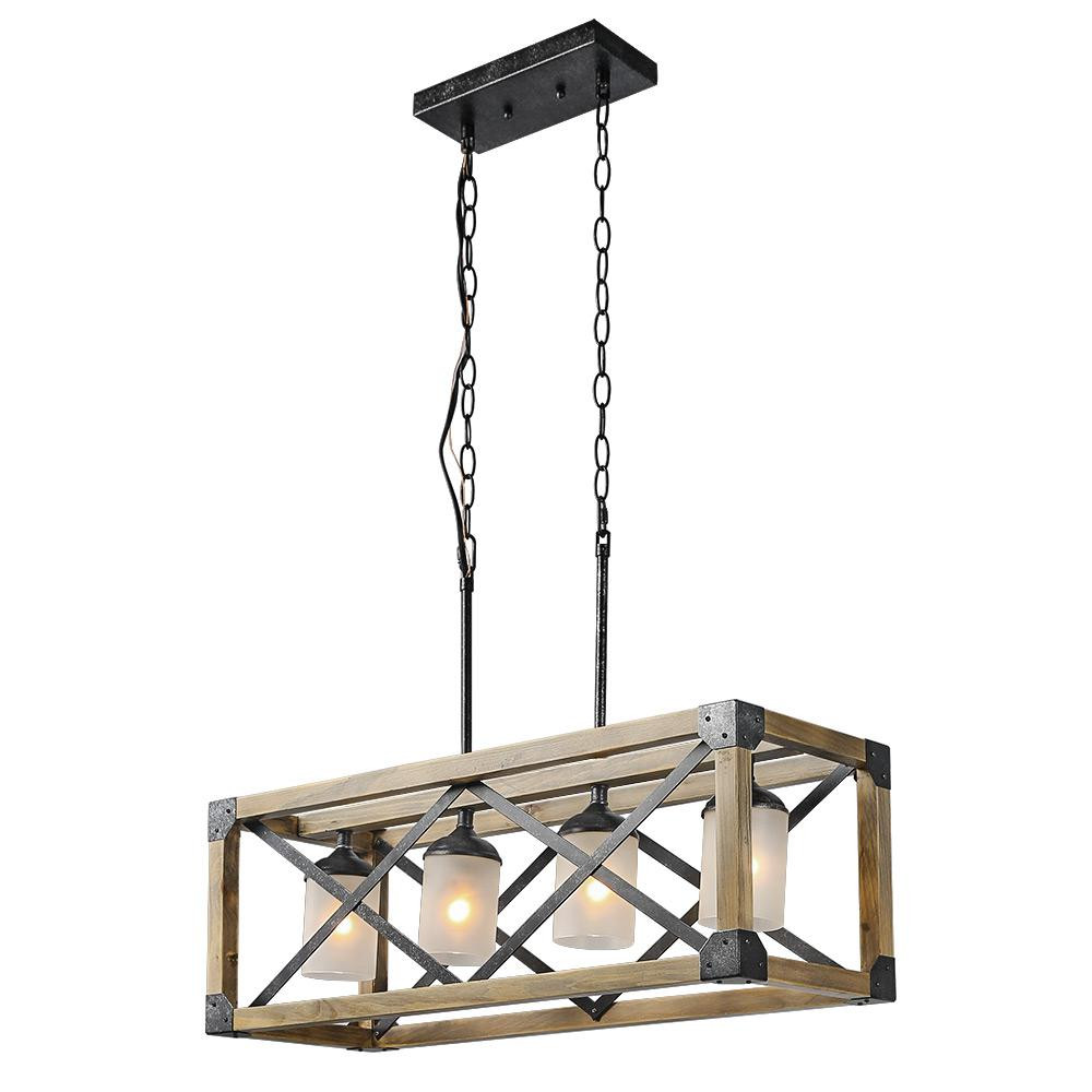 Rustic Kitchen Chandelier
 LNC 4 Light Black Rustic Chandelier with Frosted Cylinder