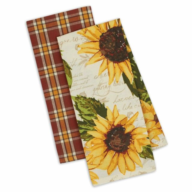 Rustic Kitchen Towels
 Rustic Sunflower & Plaid Oversized Cotton Dishtowel