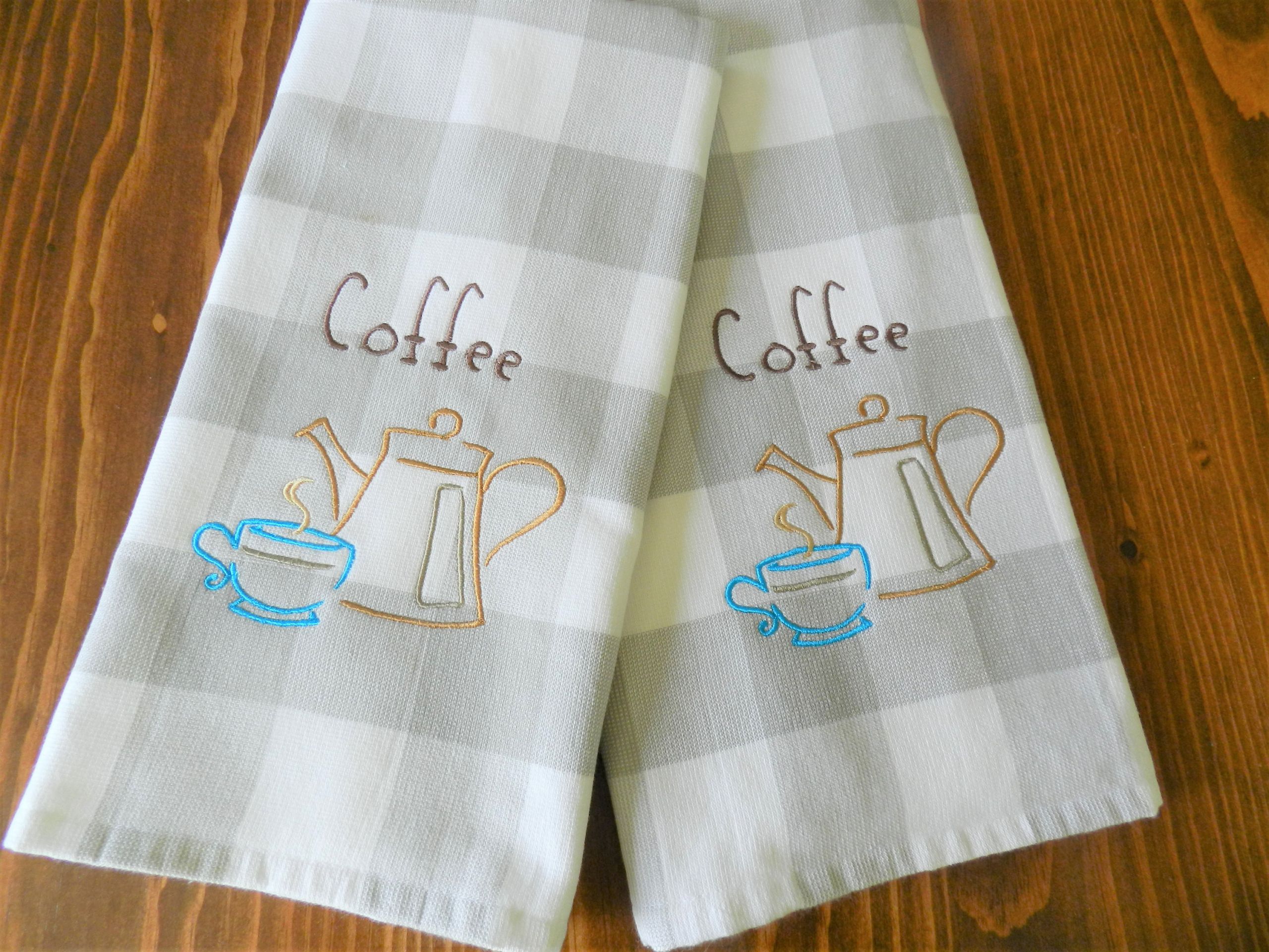 Rustic Kitchen Towels
 2 New Gray Towels Coffee Towels Rustic Kitchen Towels New
