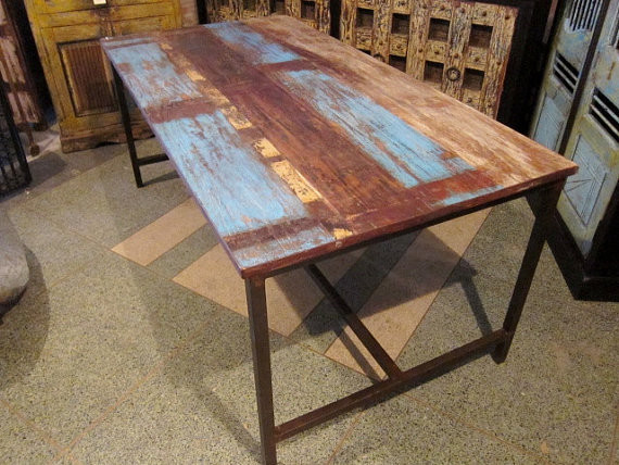 Rustic Modern Kitchen Table
 Blue Rustic Modern Dining Table by Hammer and Hand Imports