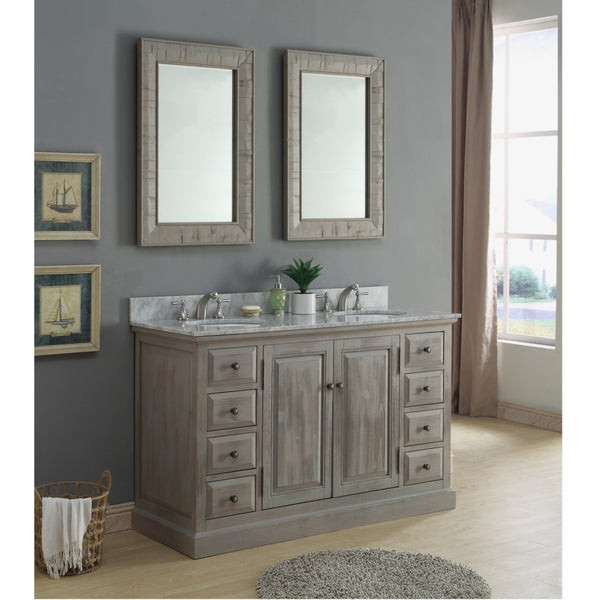 Rustic White Bathroom Vanity
 Shop Rustic Style 60 inch Double Sink Carrera White Marble