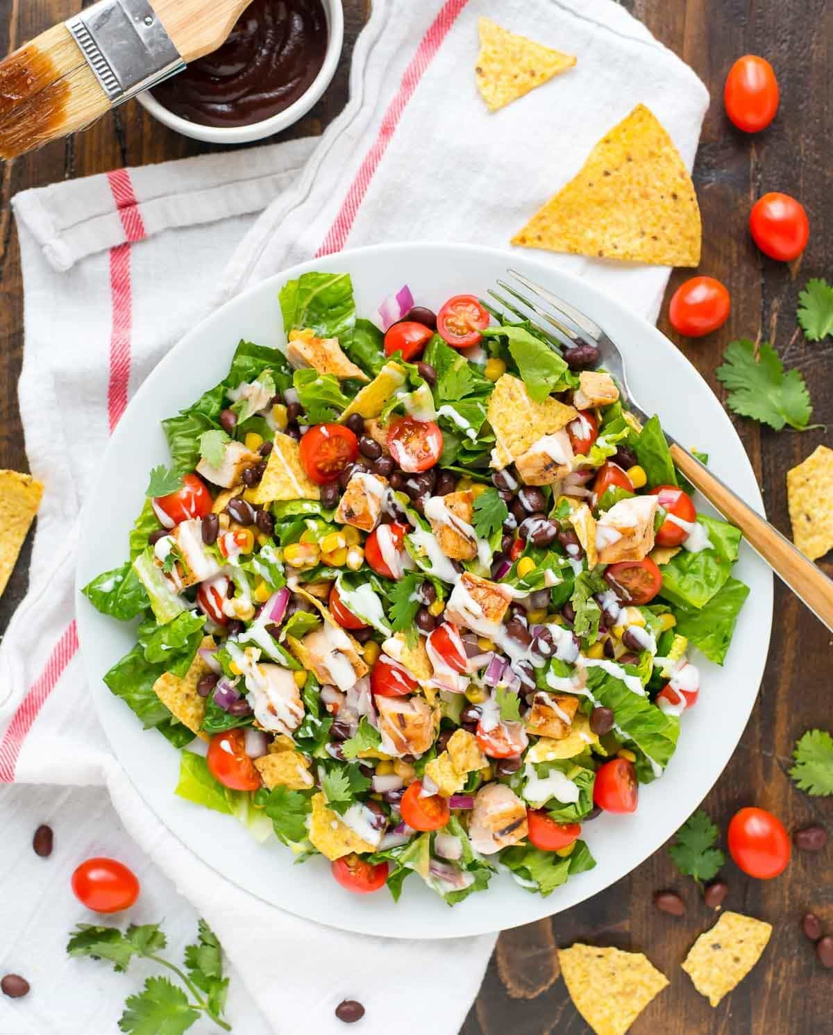Salad With Chicken Recipe
 BBQ Chicken Salad Better Than a Restaurant  WellPlated