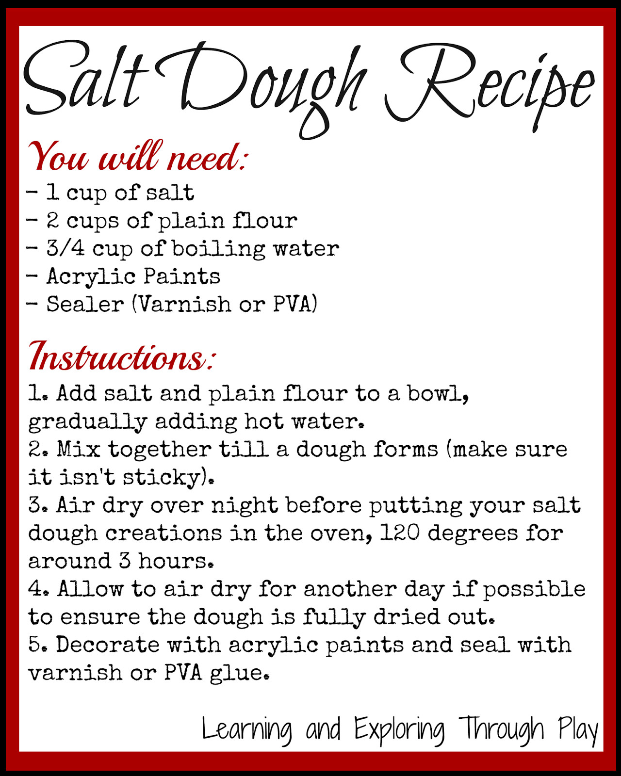 Salt Dough Recipes For Kids
 Learning and Exploring Through Play Salt Dough Recipe