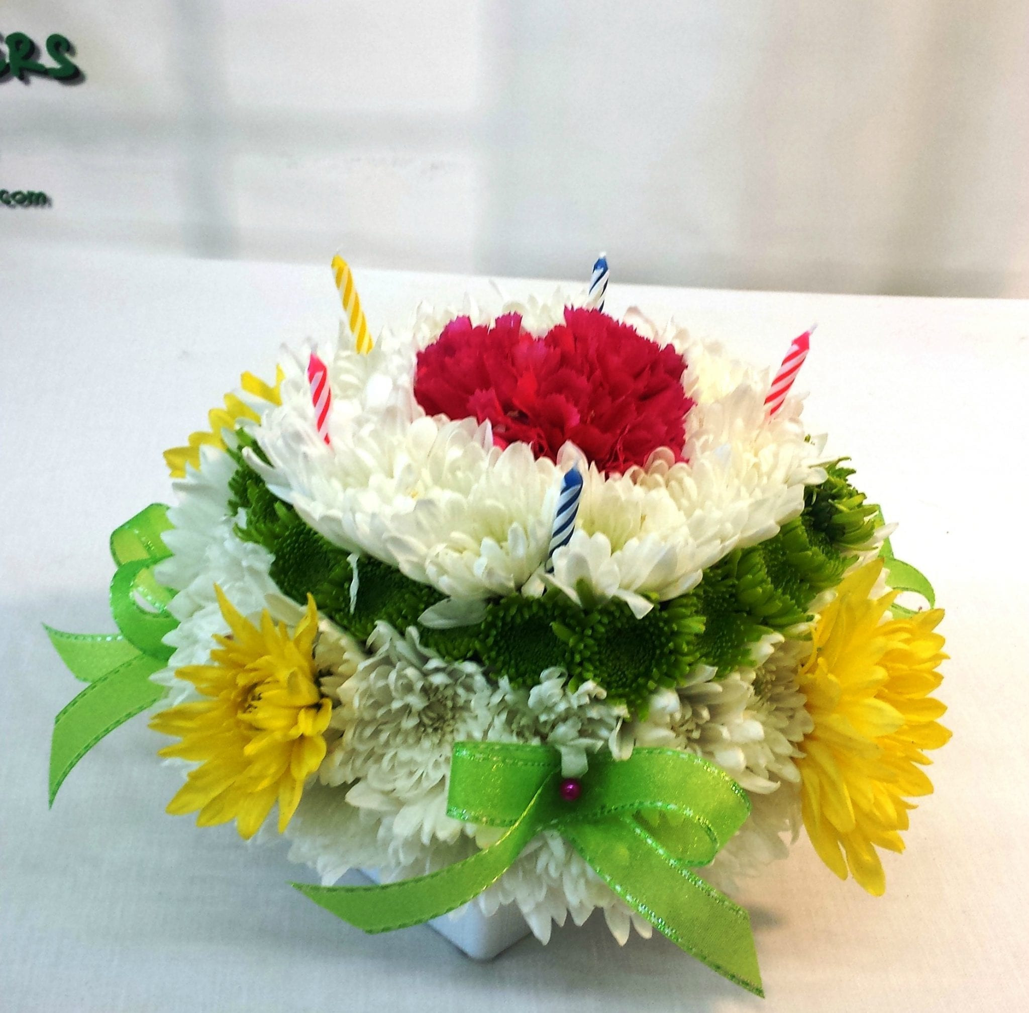 Same Day Birthday Gift Delivery
 SAME DAY DELIVERY Birthday Flower Cake Green and Yellow