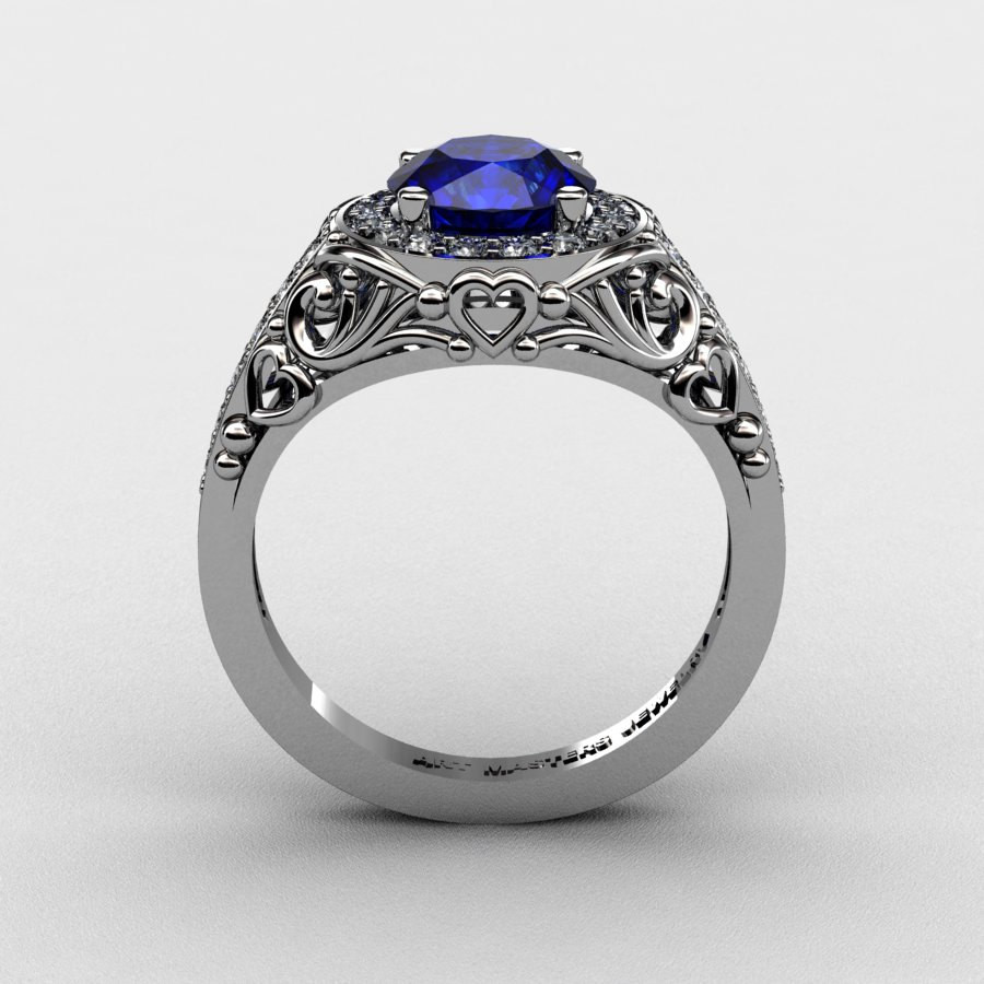 Sapphire Diamond Engagement Rings
 Italian 950 Platinum 1 0 Ct Blue Sapphire Diamond