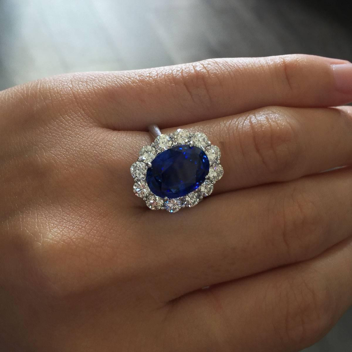 Sapphire Diamond Engagement Rings
 Sapphire Diamond Platinum Engagement Ring at 1stdibs