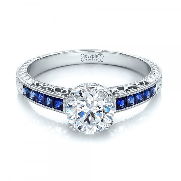 Sapphire Diamond Engagement Rings
 Diamond and Blue Sapphire Engagement Ring