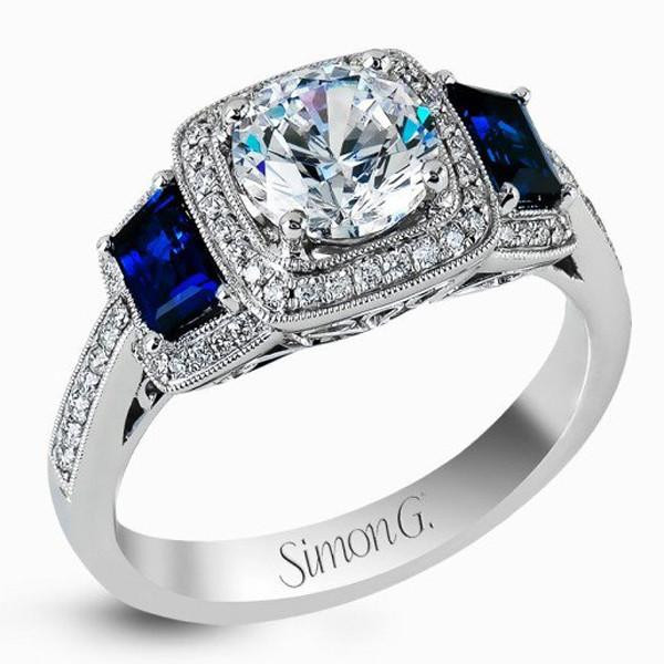 Sapphire Diamond Engagement Rings
 Simon G Halo Diamond & Sapphire Engagement Ring