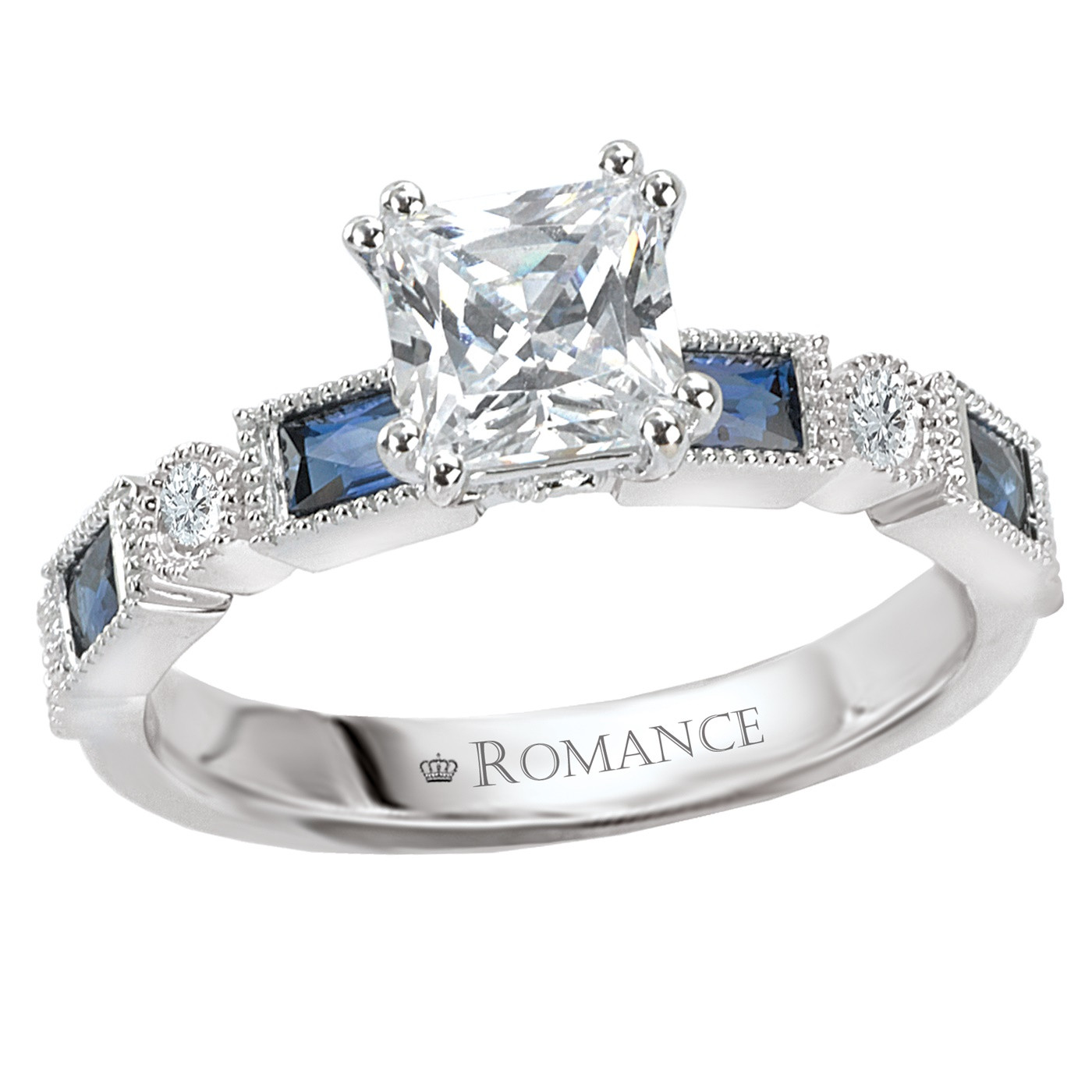 Sapphire Diamond Engagement Rings
 La s Engagement Ring Sapphire & Diamonds Princess Cut