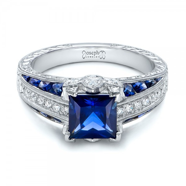 Sapphire Diamond Engagement Rings
 Custom Blue Sapphire and Diamond Engagement Ring