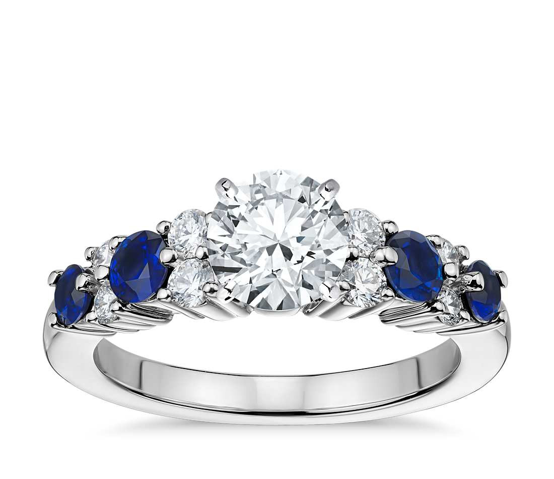 Sapphire Diamond Engagement Rings
 Garland Sapphire and Diamond Engagement Ring in Platinum