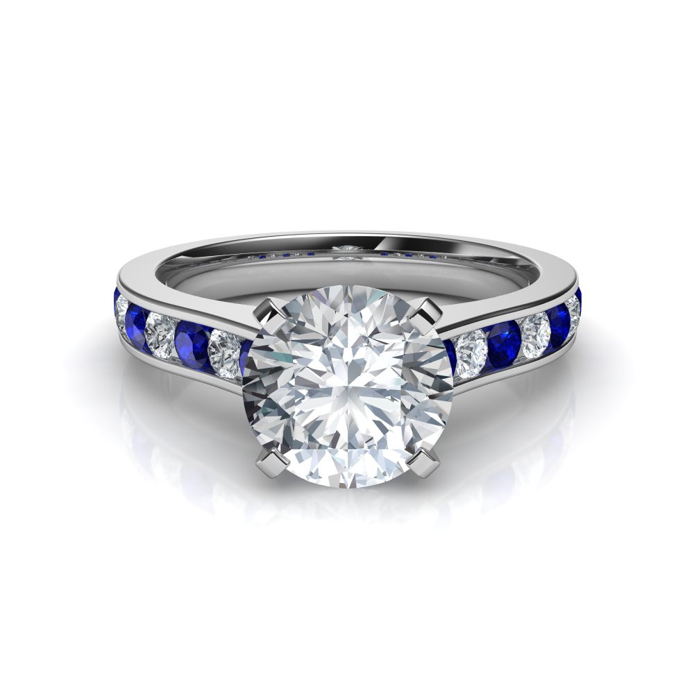 Sapphire Diamond Engagement Rings
 Round Brilliant Cut Blue Sapphire Engagement Ring Natalie