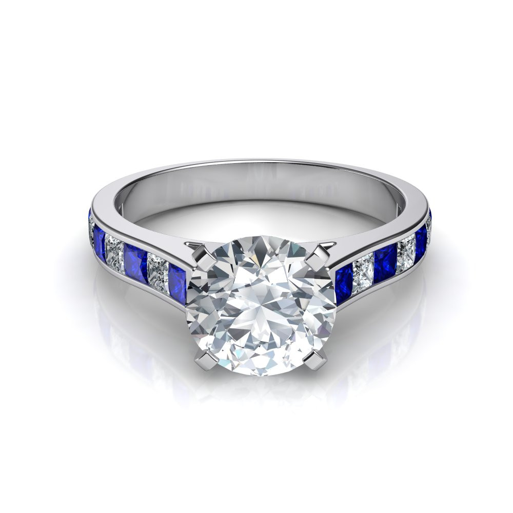 Sapphire Diamond Engagement Rings
 Princess Cut Blue Sapphire Engagement Ring