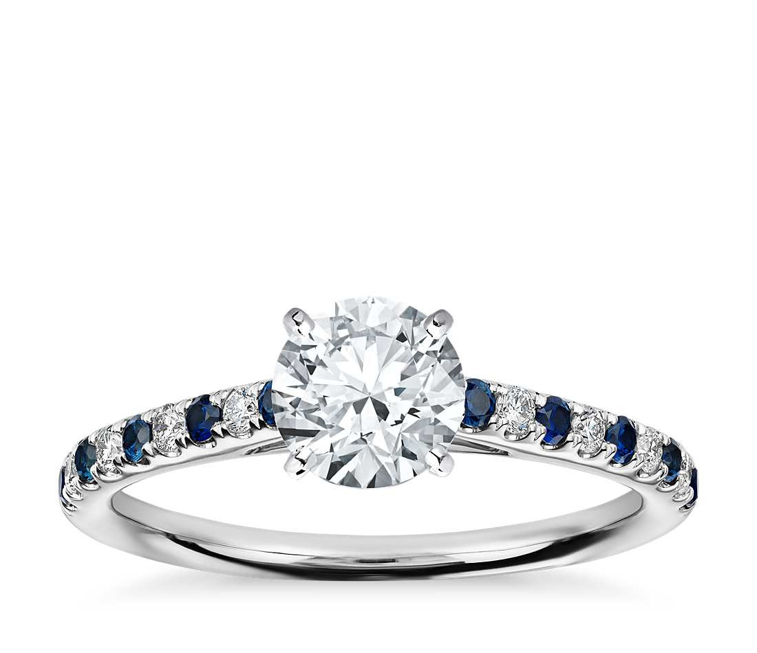 Sapphire Diamond Engagement Rings
 Riviera Micropavé Sapphire and Diamond Engagement Ring in