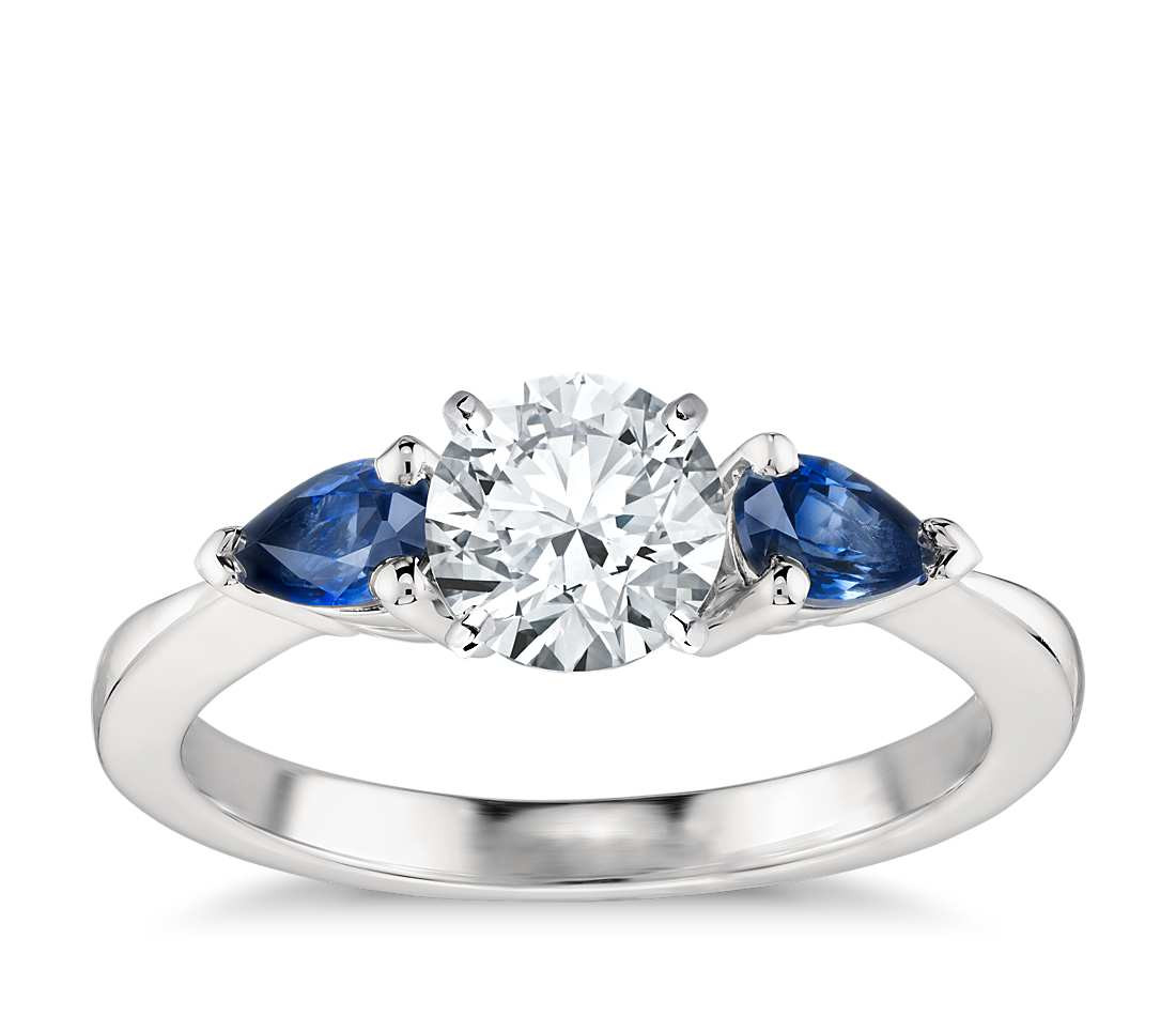 Sapphire Diamond Engagement Rings
 Classic Pear Shaped Sapphire Engagement Ring in Platinum