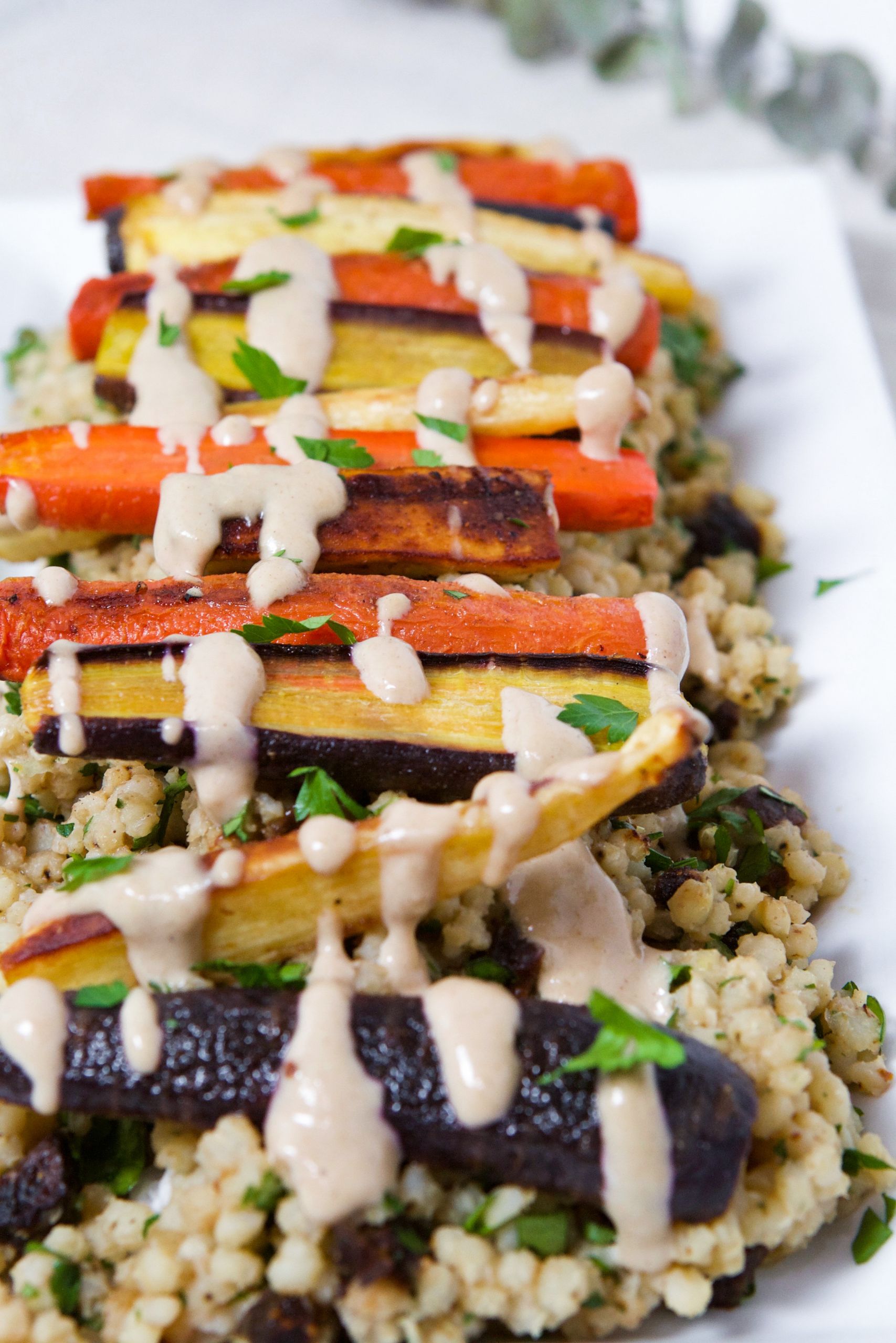 Sauces For Roasted Vegetables
 Root Ve ables with Sorghum Pilaf & Tahini Sauce