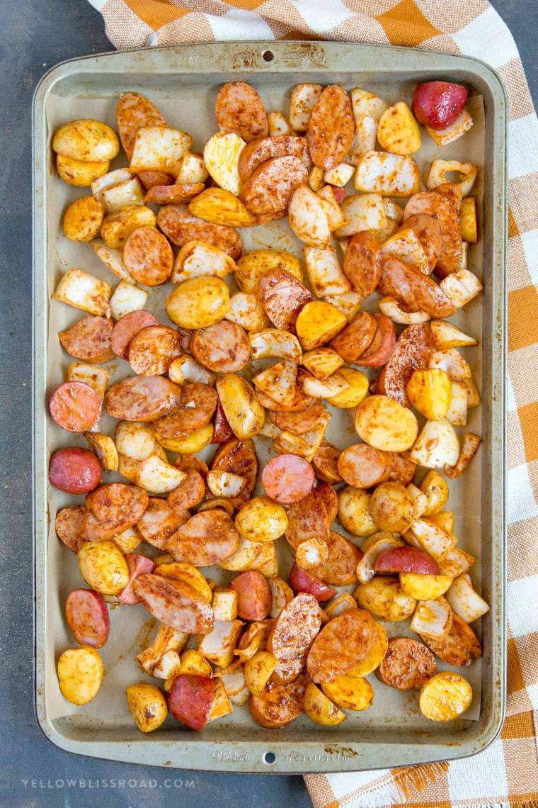 Sausage Sheet Pan Dinner
 EASY Smoked Sausage and Potato Sheet Pan Dinner