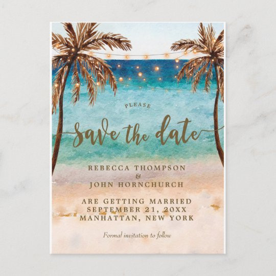 Save The Date Beach Wedding
 boho beach wedding save the date postcard