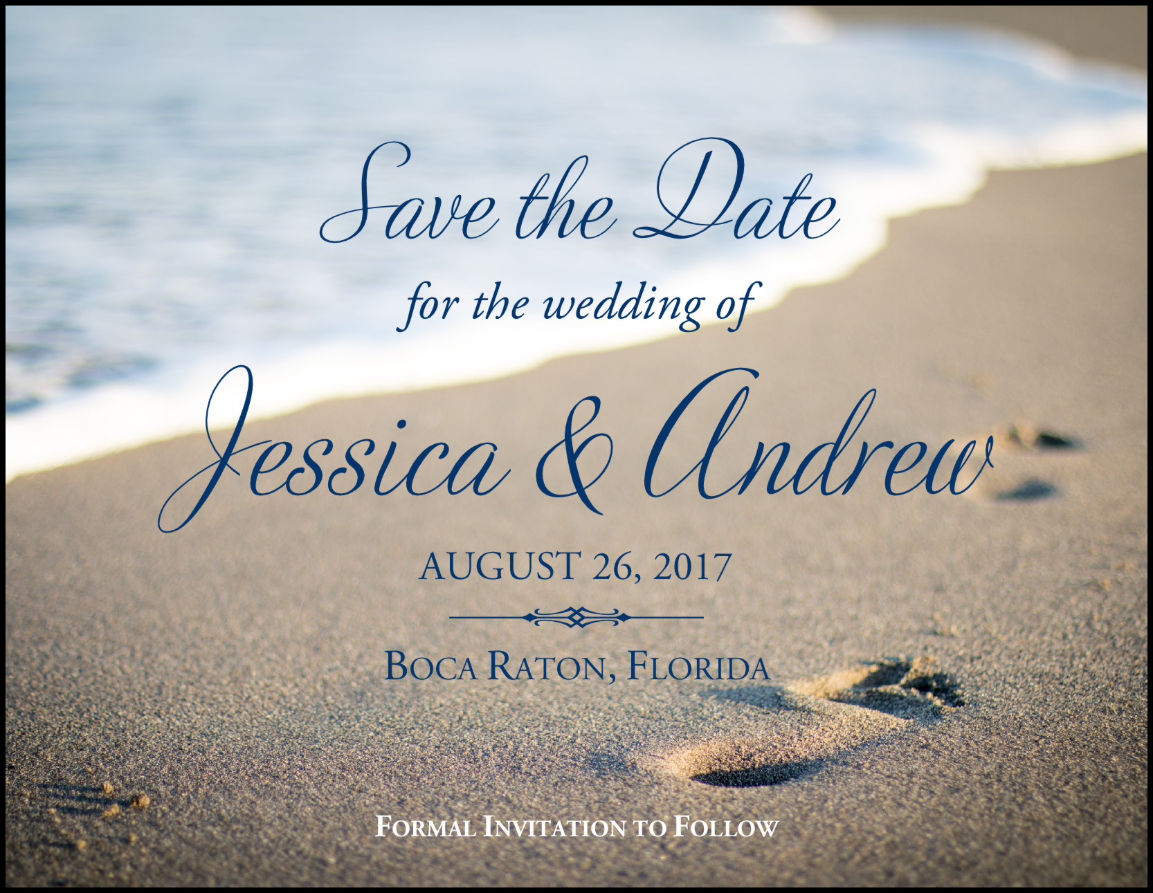 Save The Date Beach Wedding
 Beach Footprints Wedding Save the Date and Announcement