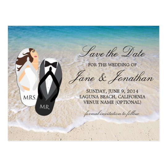 Save The Date Beach Wedding
 Beach Ocean "Mr and Mrs " Wedding Save the Date Postcard