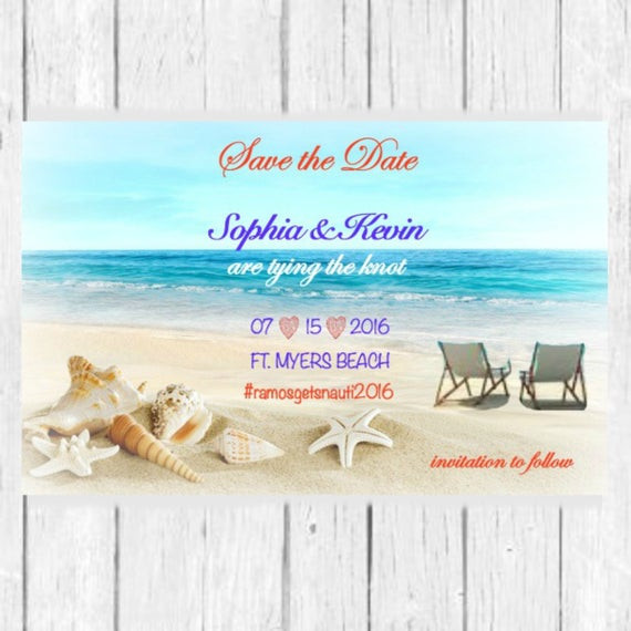 Save The Date Beach Wedding
 Beach Theme Save the Date Wedding Invitation Save the Date