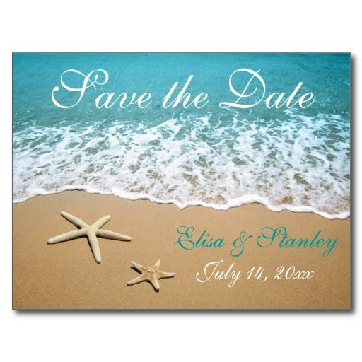 Save The Date Beach Wedding
 Pair of starfish beach wedding Save the Date