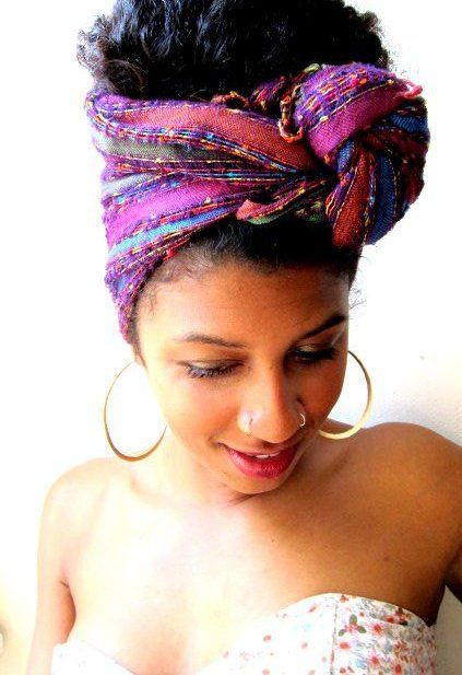 Scarf Hairstyles For Natural Hair
 111 best Head wraps images on Pinterest