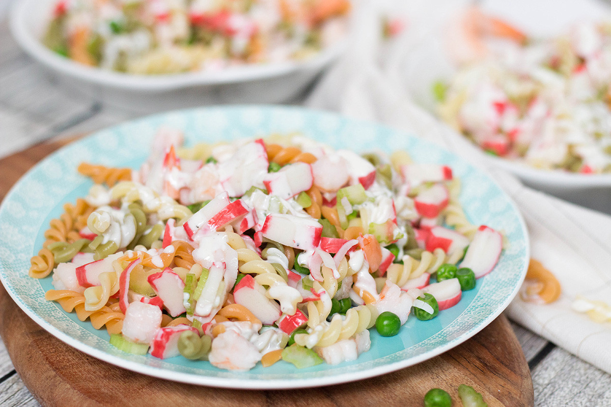 Seafood Salad Recipes Without Pasta
 Seafood Pasta Salad Recipe w Crab Meat & Shrimp